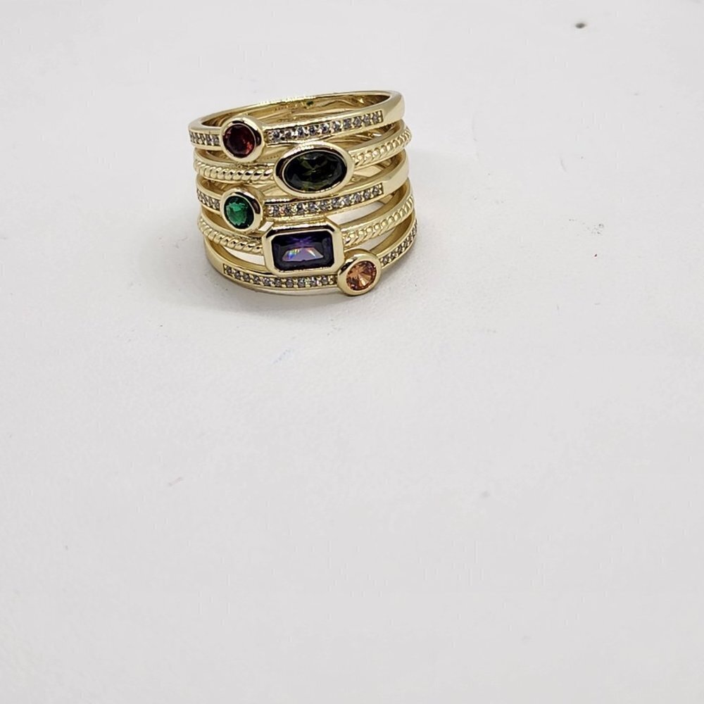 Brand New Sterling Silver 925 Multi Colors Gemstones Ring - Picture 4 of 5